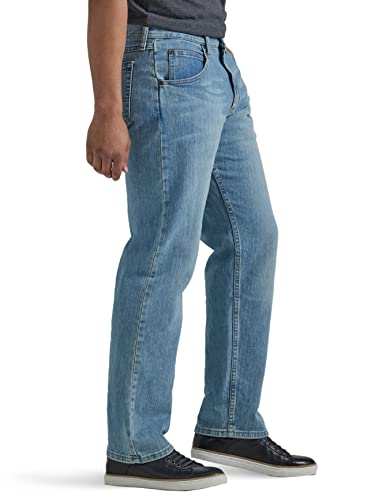 Image of Wrangler Authentics Men's Classic 5-Pocket Relaxed Fit Jean, Bleached Denim Flex, 32W x 36L Jeans