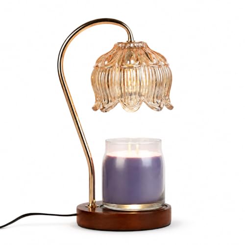 Funistree Flower Candle Warmer Lamp with Timer Dimmable Candle Lamp Warmer Christmas Birthday Gifts for Women Mom Her Housewarming Home Decor Lotus Wax Warmer for Yankee Candles - Lily Amber