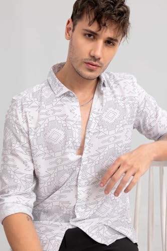 Image of U TURN Men's Cotton Casual /Semi Formal Slim Fit Printed Shirt for Men Stylish Latest