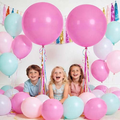 Image of 32Pcs Pink Big Balloons 18 Inch, Round Large Latex Party Balloons for Birthday Wedding Decorations. (pink)