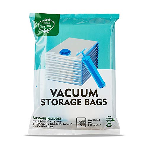 TashiLiving Vacuum Compression Storage Bags, Space Saver Travel Bags for Clothes, Bedding, Pillows