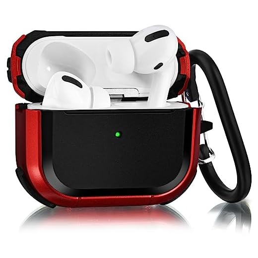 Upgraded Armor for Airpod Pro Case, CAGOS Shockproof AirPods Pro Cover Cool iPod Pro Case Designed for Apple Air Pod Wireless Pro Cases for Men Women (Red)