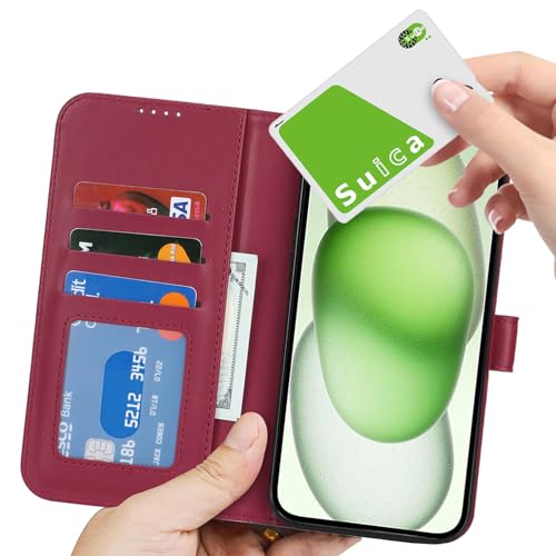 Image of for iPhone 15 Plus Case Wallet with Card Holder,for iPhone 14 Plus Wallet Case for Women Men,PU Leather Shockproof Magnetic Buckle Stand Flip Phone Case-Red