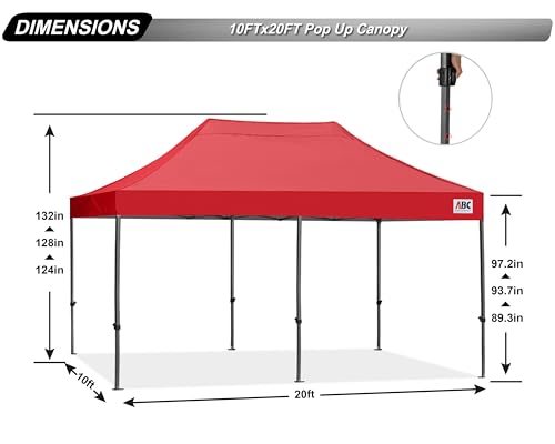 Image of ABCCANOPY Patio Pop Up Canopy Tent 10x20 Commercial-Series(Red)