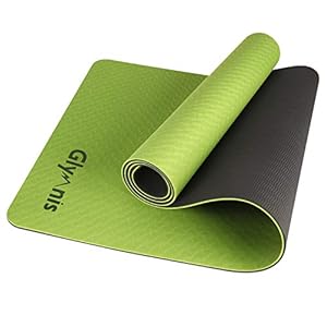Glymnis Yoga Mat Exercise Mat Thick Non Slip Pilates Mat, Anti Tear Durable for Fitness Workouts Gym with Carrying Strap for Women Men (Dark Green and Black)