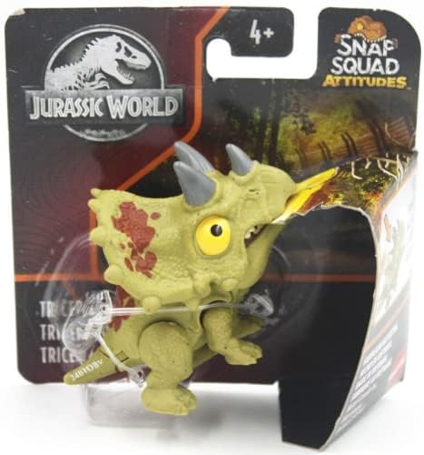 JurassicWorld Snap Squad Attitudes [Triceratops] 2" inch Chomp Figure, Green