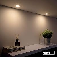EMOS LED Spots 230V, 4.9W / 430lm, 50° Schwenkbar, Einbaustrahler Led warmweiß 3000k | Deckenspots Flach, 68mm Lochmaß | Set mit 12 Stück Einbauleuchten Rund, Weiß – Ansicht 2
