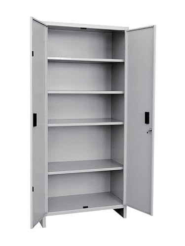 Armadio 2 Ante In Lamiera Verniciata Con Ripiani 100X40X176H Cm Fornito Smontato