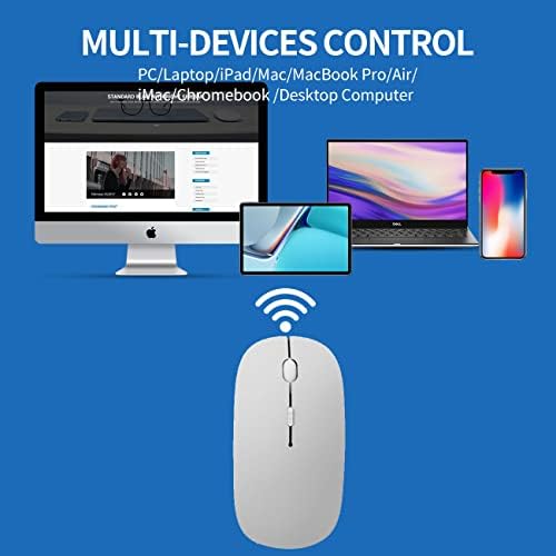 Aichiw Wireless Bluetooth Mouse, 3-speed DPI adjustment, light and portable, compatible with Laptop/iPad/iPhone/Mac/PC ,Silent ClickAAA battery required(not included),Multicolor available(White)
