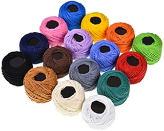 Exceart 16 Roll Crochet Thread Cotton Thread Balls Embroidery Yarn Rainbow Color Cross Stitch Threads Craft Sewing Supplies for Home Gift Making