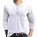 Men's Long Sleeve Basic Pullover Shirt Fashion Casual Stylish Henley Shirts Lightweight Soild Button T-Shirts (XX-Large,White)