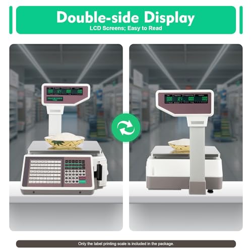 Báscula electrónica etiqueta con impresora, 66 lbs LCD doble miniatura 4
