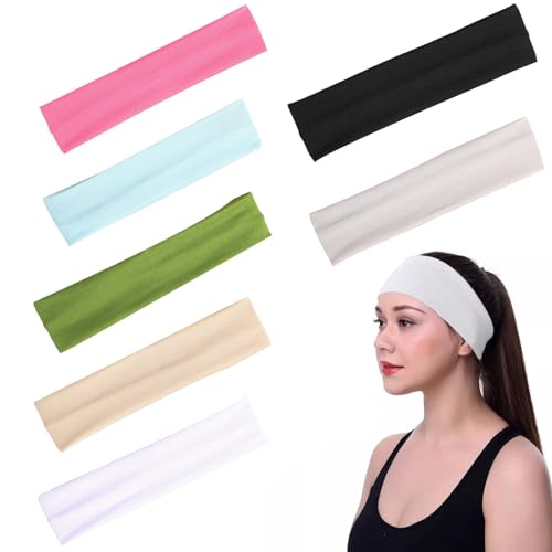 7 Stück Haarband,Haarband Damen,Haarbänder Frauen,Stirnband Damen Sport,Rutschfest,Elastische Haarbänder Für Frauen,Yoga,Workout Fitness