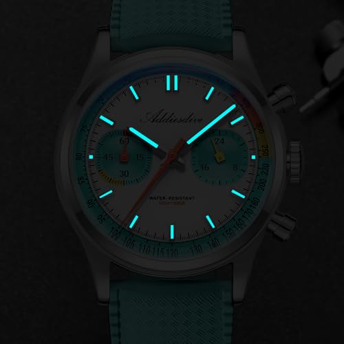 Image of ADDIESDIVE 38 MM Chronograph Watch VK64 Sweep Second Movement Tachymeter Mark FKM Rubber Strap BGW9 Super Lume Colourful Outdoor Sports Watches for Men Women