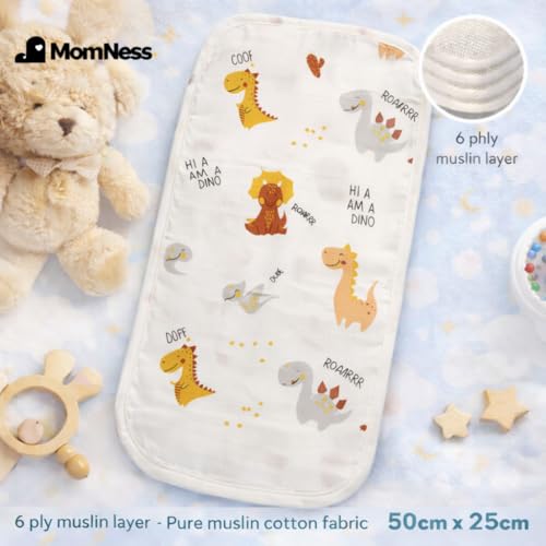 Image of Premium 100% 6 Ply Pure Cotton Baby Muslin Burp Towel (Pack of 4), Burp Cloth, Washcloth, Lightweight, Breathable, Natural Dyes, Unisex, White