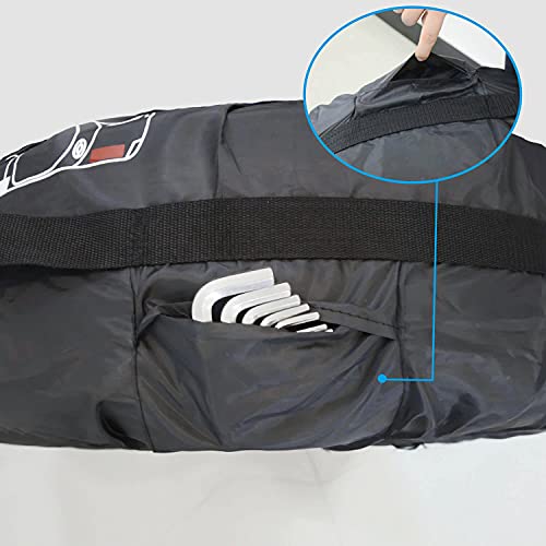 Image of Set of 4 Spare Tire Cover Tote COOSOO Upgraded 420D Version Portable Dustproof Wheel Storage Bag with Handle Easy Transportation for Trailer Truck Camper Auto Universal Fit 17in-30in (BlackRed, L)