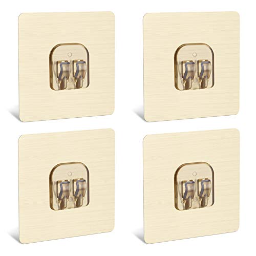 YeeBeny Corner Shower Caddy Adhesive Sticker Hook Mount for Shower Caddy Basket Bathroom Shelf Compatible with KINCMAXï¼ŒSMARTAKE, JOMARTO, Flowmist, Nieifi, Orimade, HapiRm, Odesign, Lovelers, Soft Digits (Gold, 4 pack)