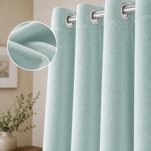 Image of Velvet Curtains | Heavy Soft Premium Velvet Drapes for Bedroom and Living Room | Semi Light Blocking, Thermal Insulated and Noise Reducing Window Panels | 5 Feet, Set of 2 (Blue)