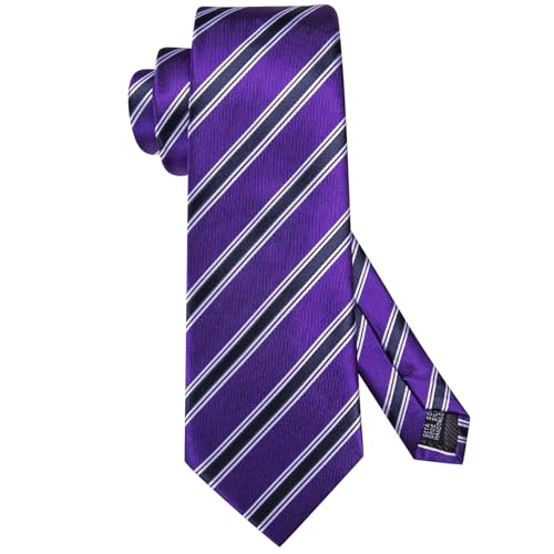 Image of Dubulle Mens Paisley Striped Tie Woven Necktie for Men and Handkerchief Cufflinks Set Wedding Formal Business
