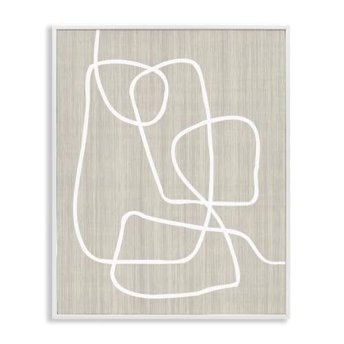 Stupell Industries Minimal White Line Beige Grain Pattern Modern, Design by Alpenglow Workshop