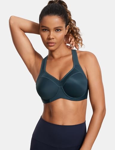 Image of SYROKAN Women's Full Support High Impact Racerback Lightly Lined Underwire Sports Bra