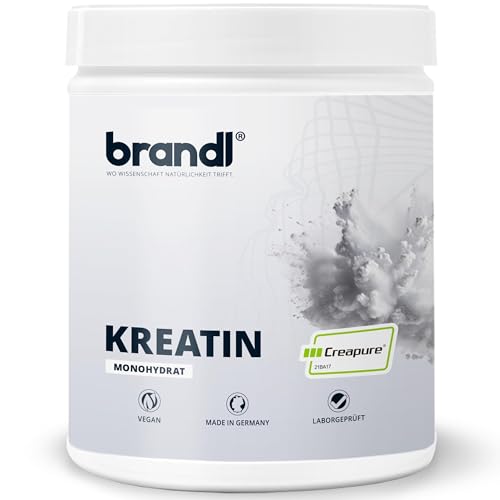 Kreatin Pulver Monohydrat CREAPURE 500g – 100% made in Germany – vegan, perfekte Löslichkeit & unabhängig laborgeprüft – Creatin/Kreatinpulver für Männer & Frauen ohne Zusatzstoffe von brandl