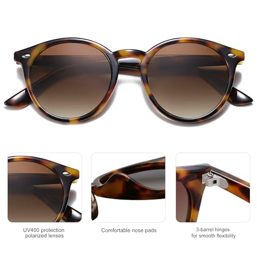 Image of SOJOS Retro Round Polarized Sunglasses for Women Men Classic Vintage Sunnies SJ2069