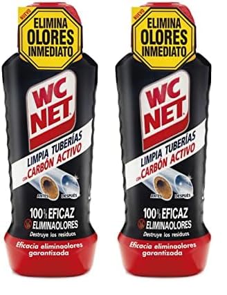¿Tuberías lentas? Wc Net Limpia Tuberías con Carbón activo es la solución. Eficaz con restos de jabón y grasas. 665 + 35ml gratis (Paquete de 2)
