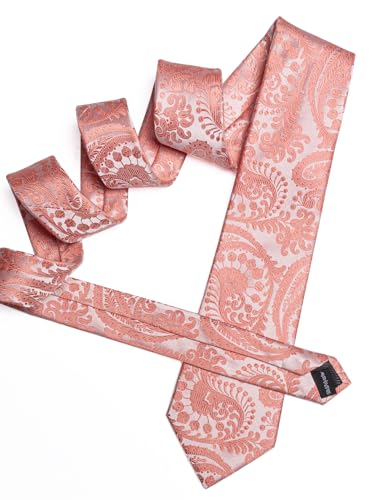 Image of YOHOWA Mens Ties Set Wedding Paisley Neckties with Handkerchief Cufflinks Formal Business