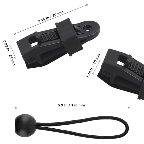 Clips de lona de alta presión y cuerdas de bola negras para accesorios de exterior 3