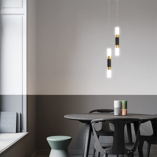 Pindodo Modern Led Pendant Light, 2-Light Black Pendant Lighting For Kitchen Island,Small Pendant Light Hanging Ceiling Light For Bedroom Living Room Dining Room #TOP1