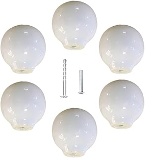 UULU 6Pcs White Ceramic Knobs Round Drawers Pulls Vintage Spherical Cabinet Handle Knob for Cabinet Door Cabinet Home DIY Lovely Hardware with Screws