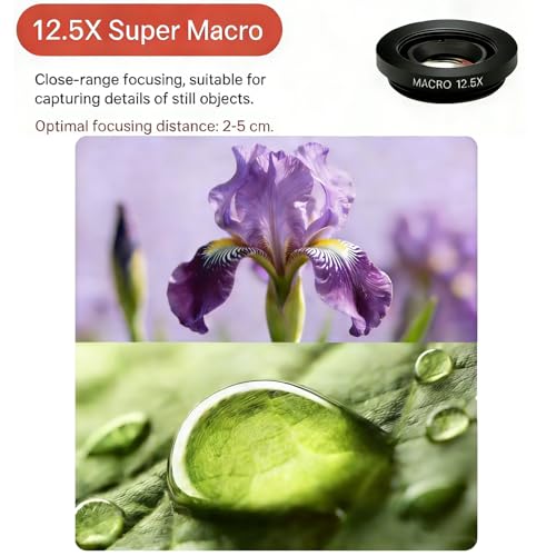 Kit de lente de cámara de teléfono gran angular 0.45X accesorios de lentes macro para iPhone y Android 5