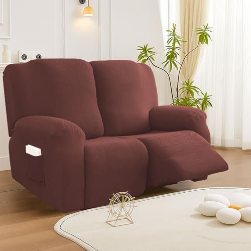 BOUFEIDA Funda para sillón de 6 Piezas, Funda elástica con Bolsillos para sillón Relax de 2 Plaza, Funda Protectora para sillones de televisión y sillones Relax, Antideslizante