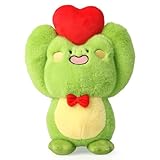 Cute Frog Plush Toy With Red Heart - Stuffed Animal Plushie for Valentine's Day, Birthday, Christmas - Soft Gift for Girlfriend, Kids 9.8'