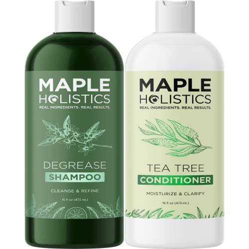 Oily Hair And Scalp Shampoo And Conditioner - Degrease Shampoo And Tea Tree Conditioner For Oily Hair And Scalp For Men And Women - Sulfate Silicone And Paraben Free With Pure Essential Oils 16Oz Each #TOP14