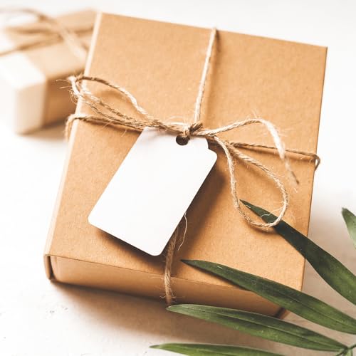 Geschenkanhänger, braun, weiß, verstärkte Karte, Kleidung, Paket-Etiketten, zum Aufhängen, Geschenk-Schaukeltickets, Kraftpapier, zum Aufhängen, Preisetiketten, 100 Stück