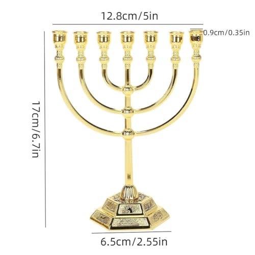Menorah 7 branches de style juif traditionnel rétro or