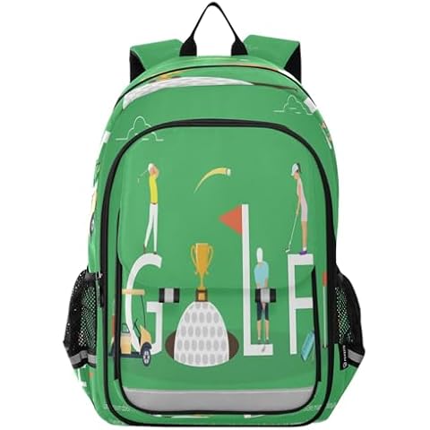 Ksajwzf Young People Playing Golf Backpack for Girls Boys Women Men, Sport Golf Daypack Backpacks School Bag Laptop Bookbag Rucksack for School Travel Work Camping Hiking Cover