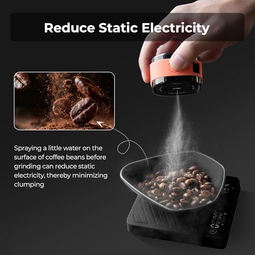 IKAPE Espresso Tamper Magnetische wiederaufladbare Kaffeebohnen-Sprühflasche, 20 ml antistatischer Wasserzerstäuber zum Vormahlen, sicherer Magnetfuß für Espressomaschinen und Kaffeemühlen