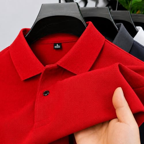 Image of Men's Plain Polo T-Shirt | Cotton Blend Regular Fit Casual Collar T-Shirt