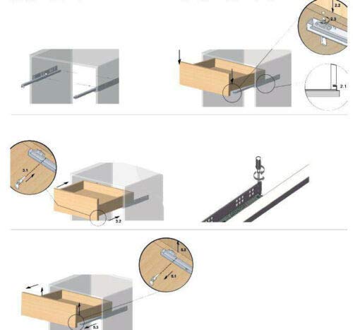 1 paio di guide per cassetti Softclose - guida per...