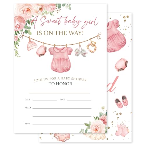 Tarjetas de invitación de baby shower para niñas perfectas para organizar una fiesta rosa inolvidable