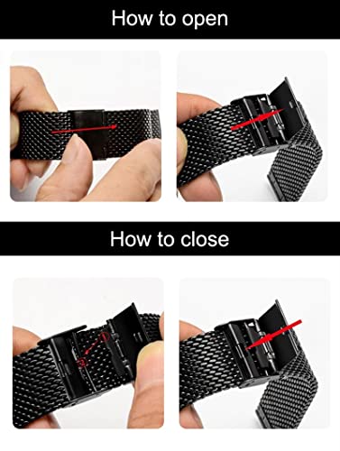 Image of 12mm 14mm 16mm 18mm 20mm 22mm 24mm Mesh Bracelet Stainless Steel Black Blue Golden Rose Pink Silver Brown Watch Band Interchangeble
