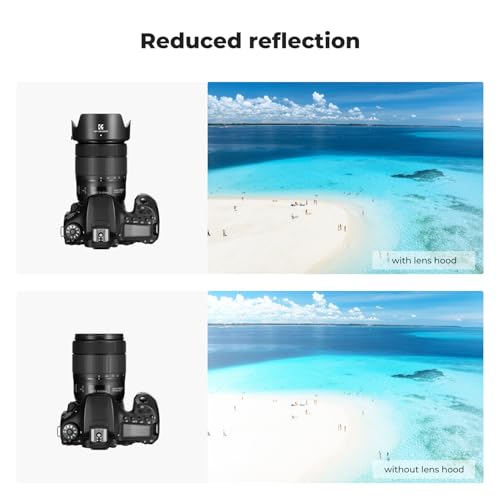 K&F CONCEPT Umkehrbare Gegenlichtblende für Canon RF 24-105mm F4-7.1 is STM,EF-S 18-135mm f/3.5-5.6 is USM Objektiv ersetzt Canon EW73D Gegenlichtblende