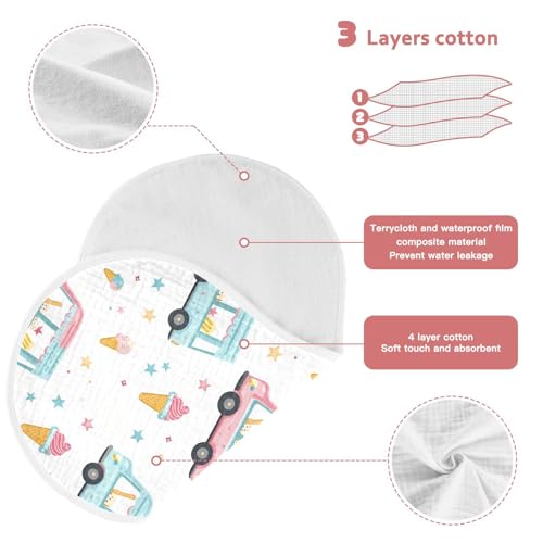 vvfelixl Cartoon Ice Cream Truck Burp Cloths for Baby Boy Girls Baby Washcloths Burp Rags 1 Pack3
