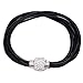 Produktbild Morella Damen Lederarmband schwarz mit glitzerndem Zirkonia Bead Magnetverschluss