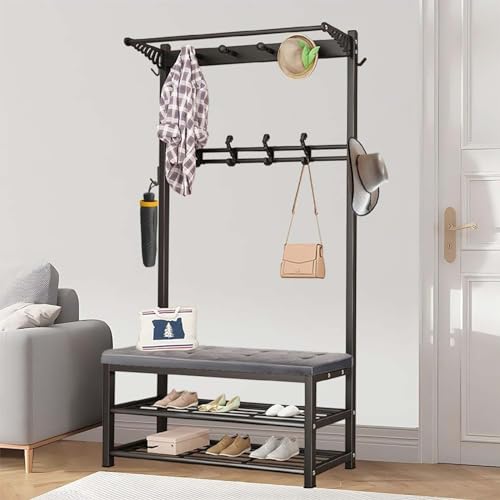 Meuble à chaussures avec porte-manteau industriel pour optimiser l'entrée - 2