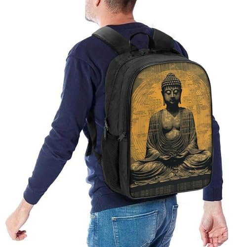 Mochila estampada de Buda con tela impermeable y respaldo transpirable para jóvenes 5