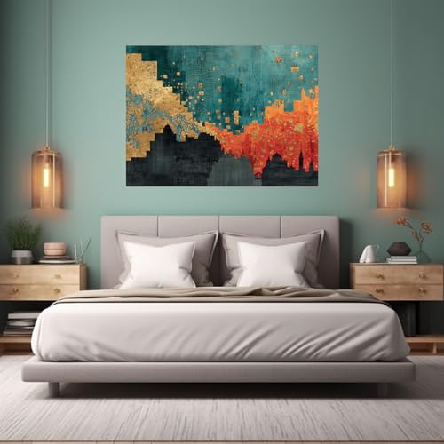Affiche decoration murale toile moderne avec tableau abstrait orange - 2